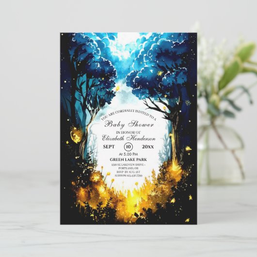 リトルウッドランド森林の赤ちゃんシャワー 招待状 (スタンド正面)