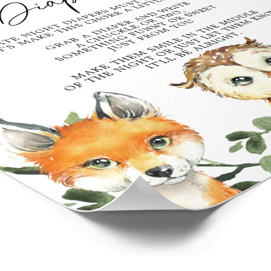 リトルウッドランド赤ちゃんシャワー深夜おむつポスト ポスター (角)