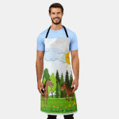 リトルウマデザイン 子供へ エプロン (着用した状態)