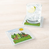 リトルウマデザイン 子供へ ガラスコースター (アングル)