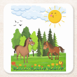 リトルウマデザイン 子供へ スクエアペーパーコースター