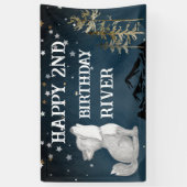 リトルウルフをテーマにしたハッピーバースデーパーティー 横断幕 (縦)