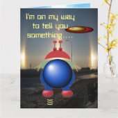 リトルエイリアンハッピーバースデー カード (黄色い花)