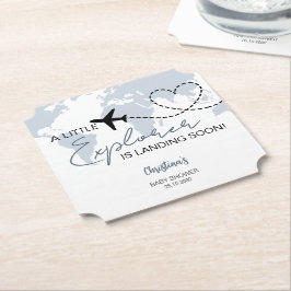 リトルエクスプローラーアドベンチャーブルーベビーシャワー ペーパーコースター