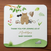 リトルエクスプローラーウッドランドフォレストハイキングベビーシャワー スクエアシール