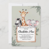 リトルエクスプローラーサファリ動物男の子ベビーシャワー 招待状 (正面)