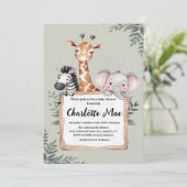 リトルエクスプローラーサファリ動物男の子ベビーシャワー 招待状 (スタンド正面)