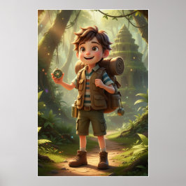 リトルエクスプローラージャングルアドベンチャーアートポスター ポスター