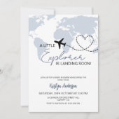 リトルエクスプローラーボーイ赤ちゃんシャワー 招待状 (正面)