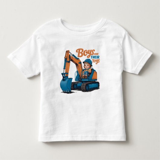 リトルエクスプローラーライディングブルー建築ビースト トドラーTシャツ (正面)