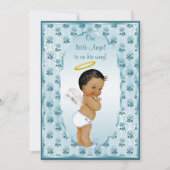 リトルエスニックボーイエンジェルブルーバラベビーシャワー 招待状 (正面)