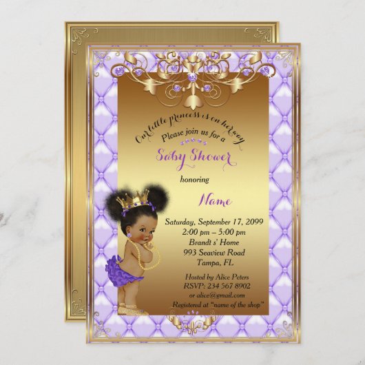 リトルエトニックプリンセス、ベビーシャワー招待状、 招待状 (正面/裏面)