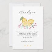 リトルエレガントかわいこちゃんレモン柑橘系ベビーシャワー サンキューカード (正面)