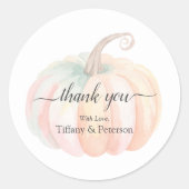 リトルエレガントカボチャ秋ベビーシャワーありがとう ラウンドシール (正面)