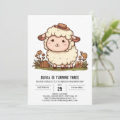 リトルエレガントシープデジタル誕生日 招待状 (スタンド正面)