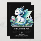 リトルエレガントドラゴン誕生日 招待状 (正面/裏面)