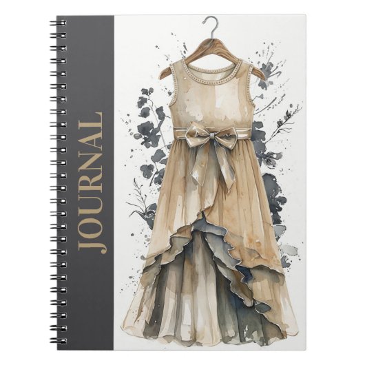 リトルエレガントブラックドレス(LBD)ベージュレシピ ノートブック (正面)