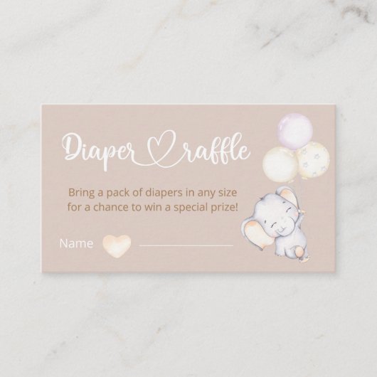リトルエレファントウォーター色おむつラッフル エンクロージャーカード (正面)