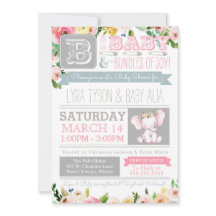 リトルエレファントウォーター色フローラベビーシャワー