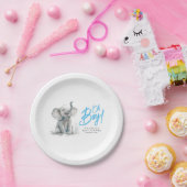 リトルエレファントオ男の子かわいい青い灰色の赤ちゃんシャワー ペーパープレート (パーティー)