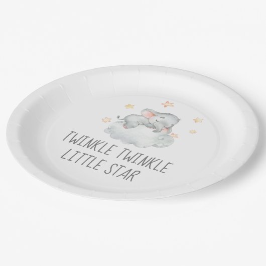 リトルエレファントガールきらびやかな小さな星 ペーパープレート (アングル)