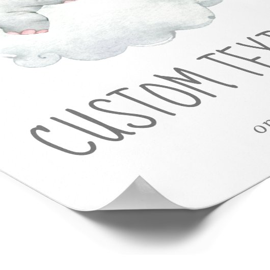 リトルエレファントガールベビーシャワーカスタム文字サイン ポスター (角)