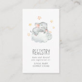 リトルエレファントガールベビーシャワーギフトレジストリ エンクロージャーカード (正面)