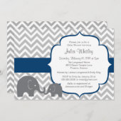 リトルエレファントシェブロン編集可能カラーベビーシャワー 招待状 (正面/裏面)