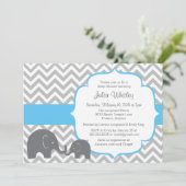 リトルエレファントシェブロン編集可能カラーベビーシャワー 招待状 (スタンド正面)