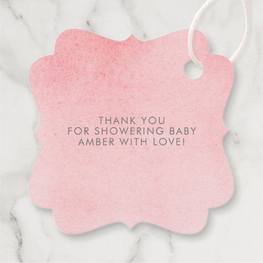 リトルエレファントピンクグレー赤ちゃんシャワーありがとう フェイバータグ (裏面)