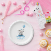 リトルエレファントプリンスキュートブルーベビーシャワー ペーパープレート (パーティー)