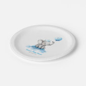 リトルエレファントプリンスキュートブルーベビーシャワー ペーパープレート (アングル)