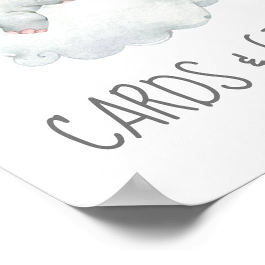 リトルエレファントベビーガールカードとギフトサイン ポスター (角)