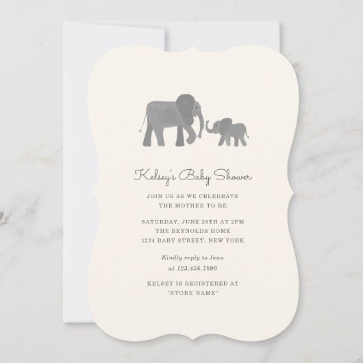 リトルエレファントベビーシャワー招待状 招待状 (正面)