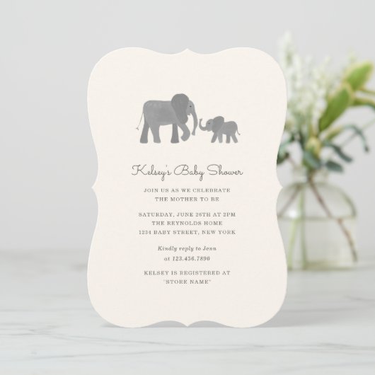 リトルエレファントベビーシャワー招待状 招待状 (スタンド正面)