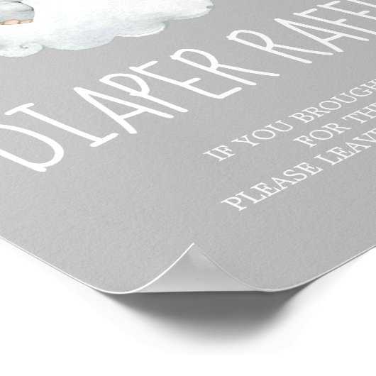 リトルエレファントボーイグレー赤ちゃんシャワーおむつラッフル ポスター (角)