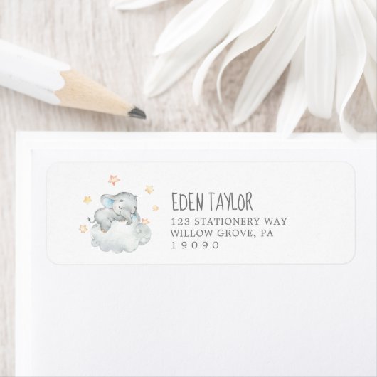 リトルエレファントボーイ赤ちゃんシャワー差出人住所 ラベル (インサイチュ)