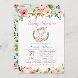 リトルエレファント春夏花赤ちゃんシャワー 招待状