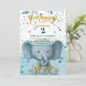 リトルエレファント男の赤ちゃん誕生日のお知らせ 案内状 (スタンド正面)