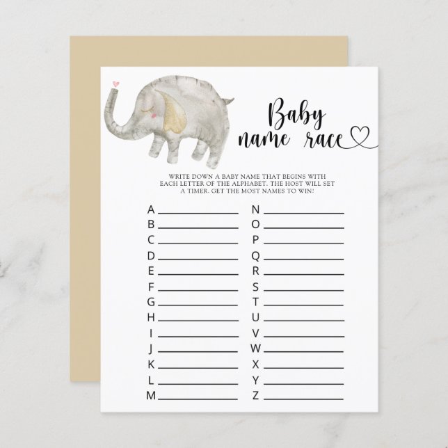リトルエレファント – ベビー名レースゲーム (正面/裏面)