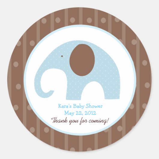 リトルエレファント（青）カスタムの好意ステッカー ラウンドシール (正面)