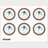 リトルエレファント（青）カスタムの好意ステッカー ラウンドシール (シート)