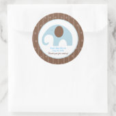 リトルエレファント（青）カスタムの好意ステッカー ラウンドシール (バッグ)