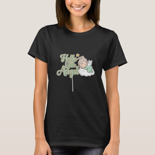 リトルエンジェルケーキトッパー - 眠る赤ちゃん天使 Tシャツ (正面)
