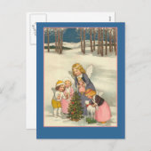 リトルエンジェルズインスノーホリディグリーティングカード シーズンポストカード (正面/裏面)