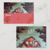 リトルエンジェルズモノグラムアンティークブルーレッドピンク 名刺 (正面/裏面)