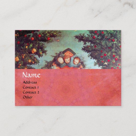 リトルエンジェルズモノグラムアンティークブルーレッドピンク 名刺 (正面)