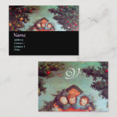 リトルエンジェルズモノグラムアンティークブルーレッド 名刺 (正面/裏面)