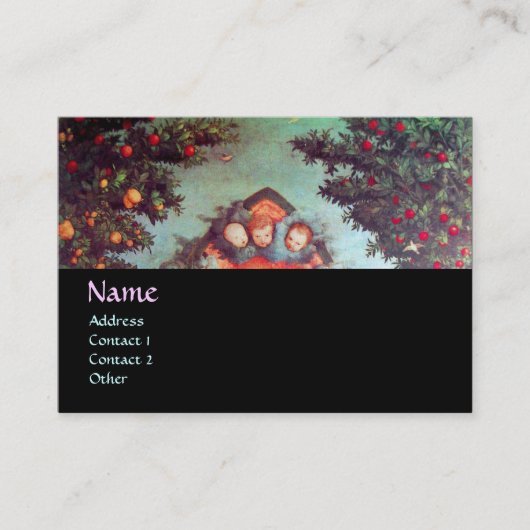 リトルエンジェルズモノグラムアンティークブルーレッド 名刺 (正面)