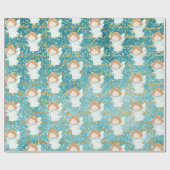 リトルエンジェルホリデイ紙アクア ラッピングペーパー (フラット)